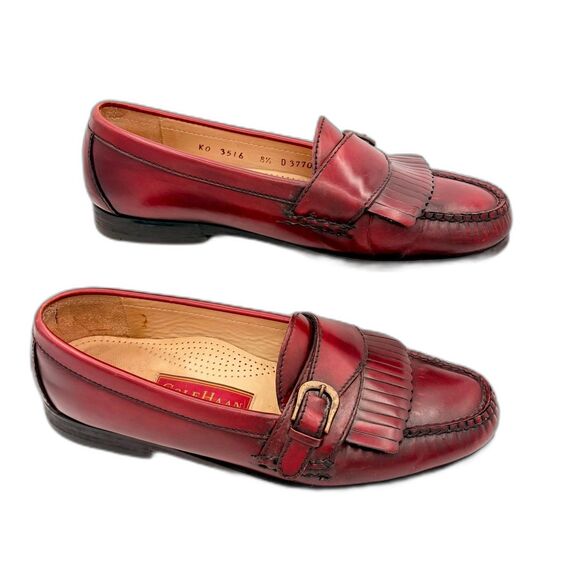 Cole Haan Burgundy Leather Kiltie Monk Strap w Buckle  display picture 1